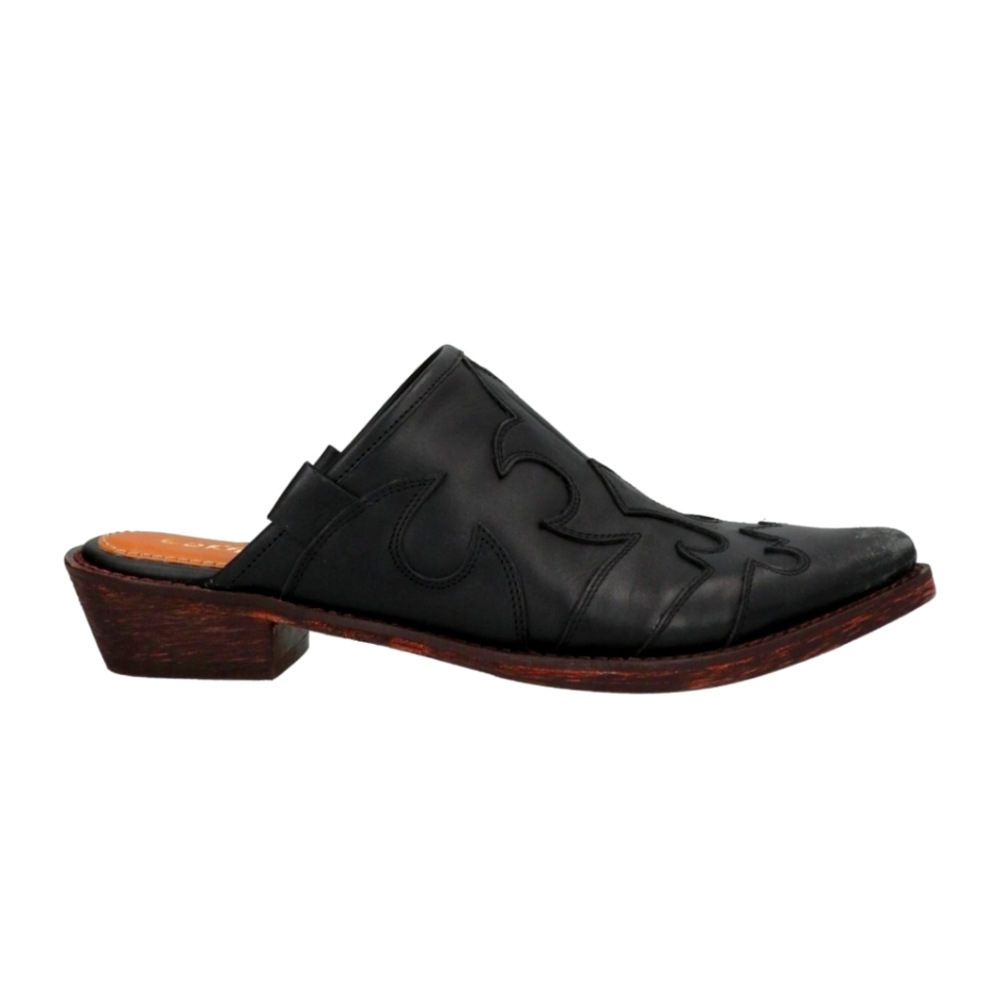 NIB Women's Coral Blue black western mules